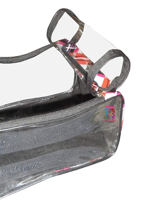 LUCES Fabric Shoe Cover Portable Travelling Half Transparent Storage Bag Footwear Wardrobe Dust-Proof Organizer Pouch Pack of 1 Multi - Image 2